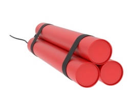 Red explosive dynamite isolated on background. 3d rendering - illustration png