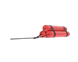 Red explosive dynamite isolated on background. 3d rendering - illustration png