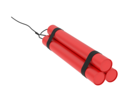 Red explosive dynamite isolated on background. 3d rendering - illustration png