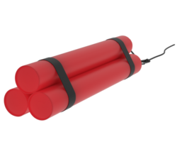 Red explosive dynamite isolated on background. 3d rendering - illustration png