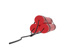 Red explosive dynamite isolated on background. 3d rendering - illustration png