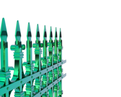 Metallic fence isolated on background. 3d rendering - illustration png