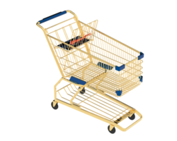 Grocery trolley  isolated on background. 3d rendering - illustration png