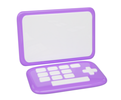 3d púrpura ordenador portátil computadora monitor aislado. mínimo concepto, 3d hacer ilustración png