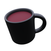 unique Coffee black mug 3D rendering icon simple illustration.Realistic illustration. png