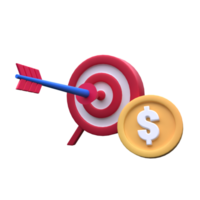 único negocio financiero objetivo 3d representación icono ilustración simple.realista ilustración. png