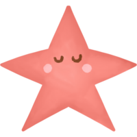 Pink color star cartoon icon. hand drawn watercolor style icon png