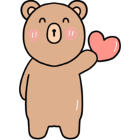 schattig teddy beer Holding roze hart. waterverf stijl. geïsoleerd Aan transparant achtergrond png