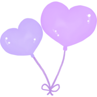 heart shape balloon clipart for valentine. watercolor style. isolated on transparent background png