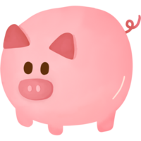 Pink piggy bank, watercolor style. isolated on transparent background png