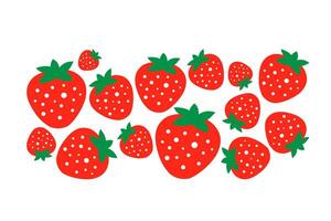 Composition of red strawberries on a white background. Cute summer horizontal print for throw pillows, interior design. Vector. vector