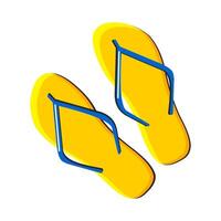 Yellow slippers with blue straps. Flip flops isolated on white background. Vector. vector