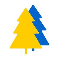 Christmas tree yellow and blue icon. Coniferous trees on a white background. Growing trees in the forest. Vector. vector