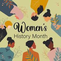 Women's History Month. Women of different ages, nationalities and religions come together. Vector. vector