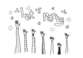 Applause hand draw on white background with let's party text.vector illustration. vector