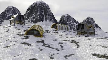 Mining laboratory.Background. Design. Special houses for experiments in winter mountains in abstraction. photo