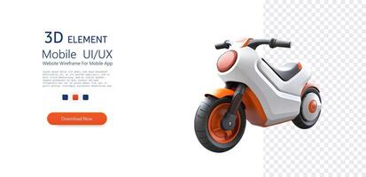 moderno eléctrico scooter aislado. un 3d eléctrico scooter con un pulcro blanco y naranja diseño, aislado en un transparente antecedentes vector