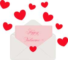 paper envelope with note mockup inside and valentines hearts symbol or romantic love letter for valentines day png