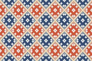 Geometric Ethnic Pixel Art Harlequin Seamless Pattern.  Vector design for fabric, tile, carpet, wrapping, wallpaper, and background
