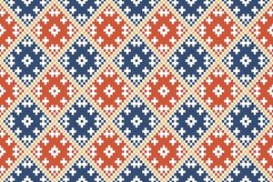 Geometric Ethnic Pixel Art Harlequin Seamless Pattern.  Vector design for fabric, tile, carpet, wrapping, wallpaper, and background