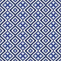 Geometric Blue Pixel Art Seamless Pattern on White Background. Vector design for wallpaper and background