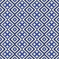 Geometric Blue Pixel Art Seamless Pattern on White Background. Vector design for wallpaper and background