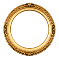 AI generated Antique Gold Circle Frame Isolated on Transparent Background png