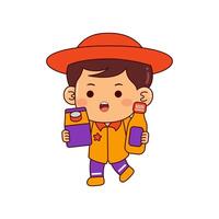 cute shopper boy cartoon character vector