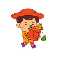 cute shopper boy cartoon character vector