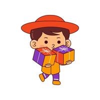 cute shopper boy cartoon character vector