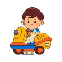 cute house cleaner boy cartoon character vector