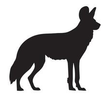 Vector, isolated silhouette of african wild dog. vector