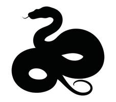 Black and White African Rock Python Silhouette. Vector Illustration.