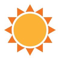 Yellow flat sun with rays icon. vector