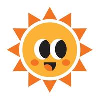 Kawaii sun emoticon cartoon. vector