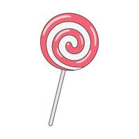 kids drawing Vector illustration spiral striped lollipop flat cartoon isolated