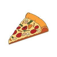 kids drawing Vector illustration pizza slice flat cartoon isolated