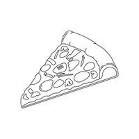 Hand drawn kids drawing Vector illustration pizza slice flat cartoon isolated