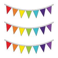kids drawing Vector illustration colorful bunting flags flat cartoon isolated