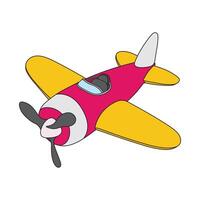 kids drawing Vector illustration cute airplane flat cartoon isolated