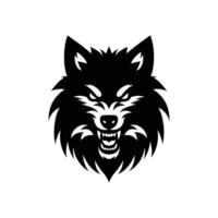 silueta enojado lobo logo diseño icono símbolo vector ilustración