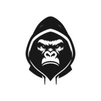 silueta de enojado gorila vistiendo un capucha logo icono símbolo vector ilustración