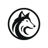 Logo design template, with a wolf head icon in a circle vector illustration