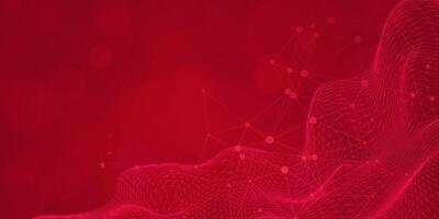 Digital technology futuristic internet network connection red background, abstract cloud cyber information communication, Ai big data science, innovation future tech, line dot illustration vector 3d