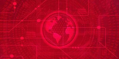 Digital technology futuristic internet network connection red background, abstract cloud cyber information communication, Ai big data science, innovation future tech, line dot illustration vector 3d