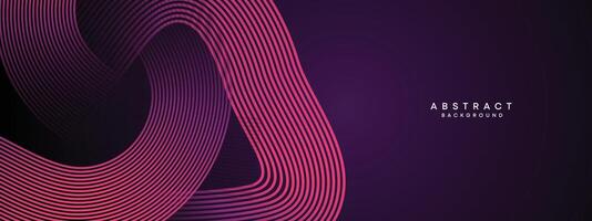 Abstract Dark Purple and Pink Waving circles lines Technology Background. gradient with glowing lines shiny geometric shape and diagonal, for brochure, cover, poster, banner, website, header vector