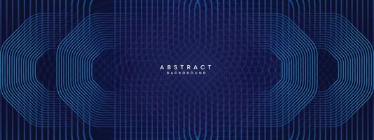 Abstract Dark Navy Blue Waving circles lines Technology Background. Modern gradient with glowing lines shiny geometric shape and diagonal, for brochure, cover, poster, banner, website, header vector