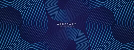 Abstract Dark Navy Blue Waving circles lines Technology Background. Modern gradient with glowing lines shiny geometric shape and diagonal, for brochure, cover, poster, banner, website, header vector