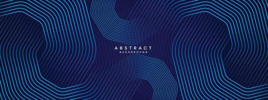 Abstract Dark Navy Blue Waving circles lines Technology Background. Modern gradient with glowing lines shiny geometric shape and diagonal, for brochure, cover, poster, banner, website, header vector