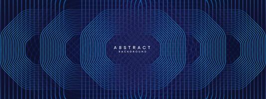 Abstract Dark Navy Blue Waving circles lines Technology Background. Modern gradient with glowing lines shiny geometric shape and diagonal, for brochure, cover, poster, banner, website, header vector